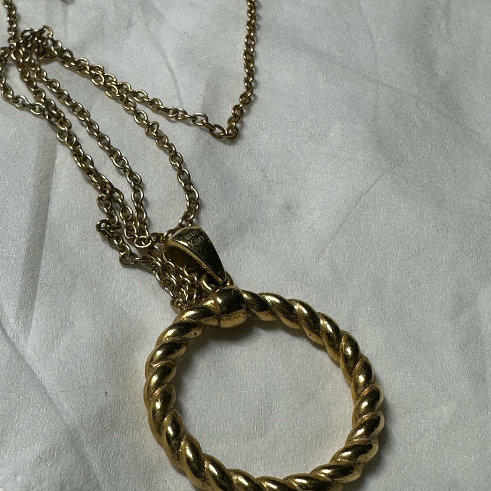 Gold Twisted Pendant Necklace - Picture 13 of 14